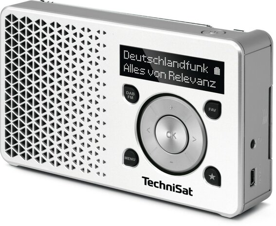 Technisat DIGITRADIO 1 DAB+/FM draagbare zakradio wit voorkant rechts