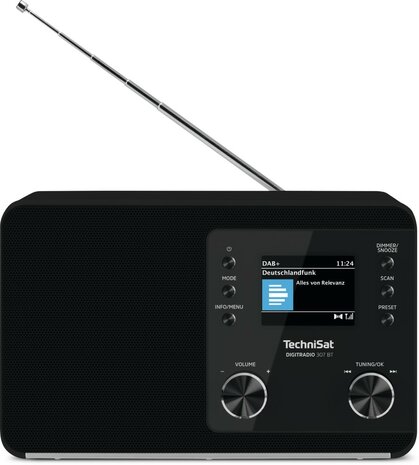Technisat DIGITRADIO 307 BT DAB+/FM radio met BestTune-technologie zwart voorkant met antenne