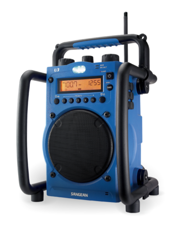 Sangean U3 Stevige en robuuste AM/FM bouwradio blauw voorzijde rechts