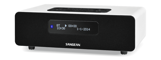 Sangean DDR-36 White DAB+/FM-RDS digitale tafelradio met bluetooth aux zwart wit voorkant rechts