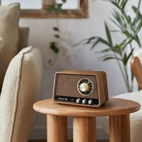 Sangean WR-101 AM/FM houten kast tafelradio met bluetooth vintage walnoot