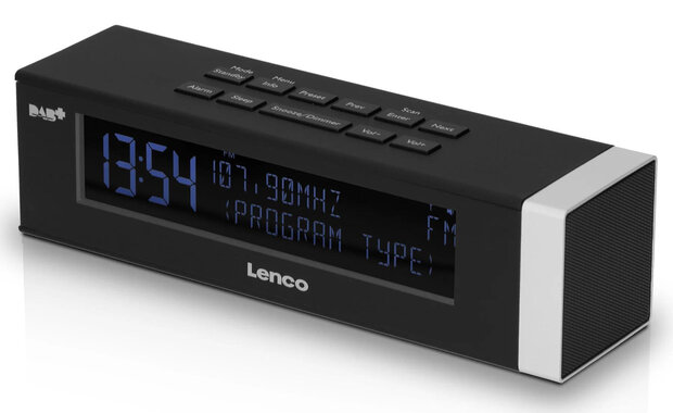 Lenco CR-630BK stereo DAB+/FM wekkerradio zwart voorzijde rechts