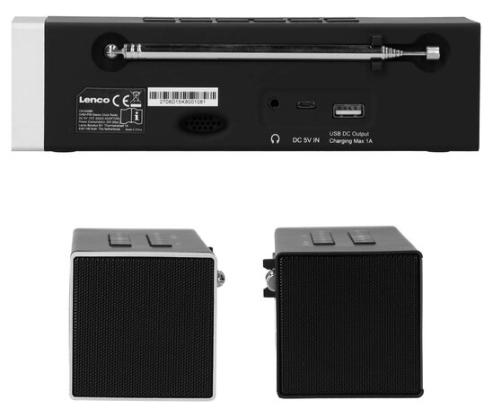 Lenco CR-630BK stereo DAB+/FM wekkerradio zwart voorzijde en zijkanten