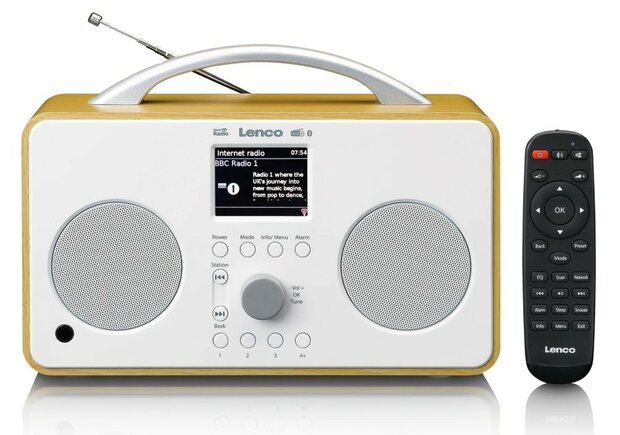 Lenco PIR-645WH DAB+/FM oplaadbare radio met internetradio wit