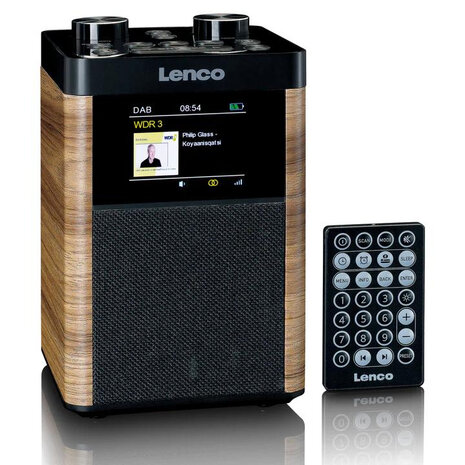 Lenco PDR-60WD draagbare DAB+/FM radio voorzijde met afstandsbediening