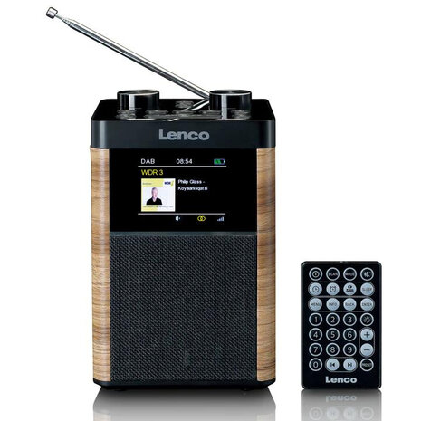 Lenco PDR-60WD draagbare DAB+/FM radio voorzijde met afstandsbediening