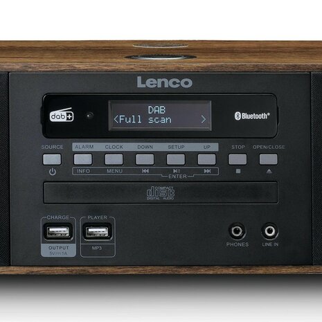 Lenco DAR-051WD stereo DAB+/ FM radio met CD-speler zwart voorzijde