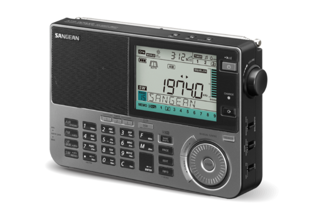 Sangean ATS-909X2 ultieme wereldontvanger FM, SW, MW, LW, Air radio grijs voorzijde rechts