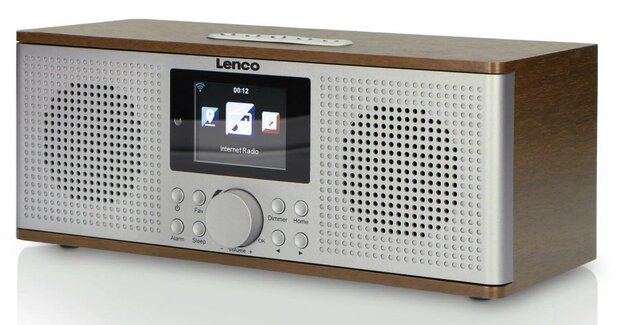 Lenco DIR-170WA internet/DAB+/FM smart radio walnoot zilver voorzijde rechts