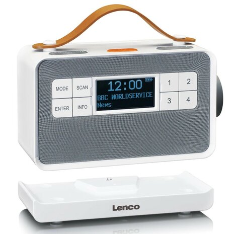 LENCO PDR-065WH draagbare senioren FM/DAB+ radio wit voorzijde links
