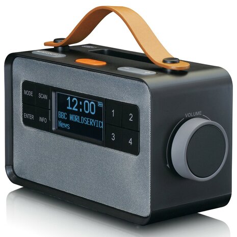 LENCO PDR-065BK draagbare senioren FM/DAB+ radio zwart voorzijde rechts