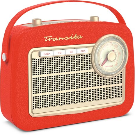 TechniSat Transita 130 retro DAB+/FM radio rood voorkant links