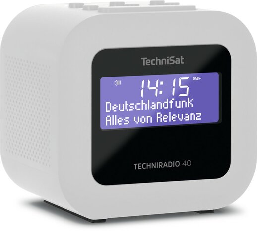 Technisat TECHNIRADIO 40 compacte DAB+/FM wekkerradio wit voorkant links