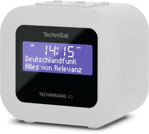 Technisat TECHNIRADIO 40 compacte DAB+/FM wekkerradio wit voorkant rechts