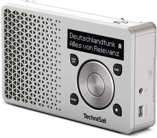 Technisat DIGITRADIO 1 DAB+/FM draagbare zakradio zilver voorkant rechts