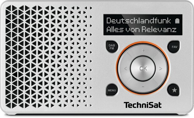 Technisat DIGITRADIO 1 DAB+/FM draagbare zakradio zilver oranje voorkant