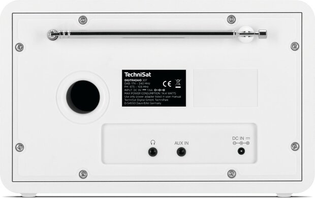 Technisat DIGITRADIO 307 DAB+/FM radio wit achterkant