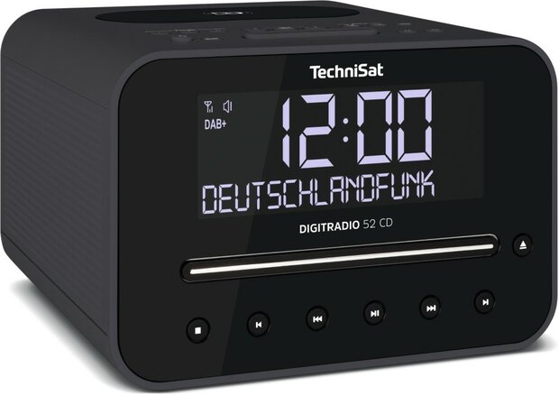 Technisat DIGITRADIO 52 CD DAB+/FM wekkerradio met draadloos laadoppervlak antraciet links