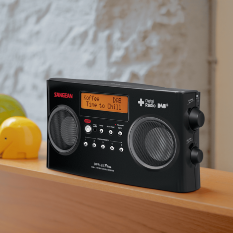 Sangean DPR-25+ Black DAB+/FM-RDS digitale oplaadbare stereo radio zwart