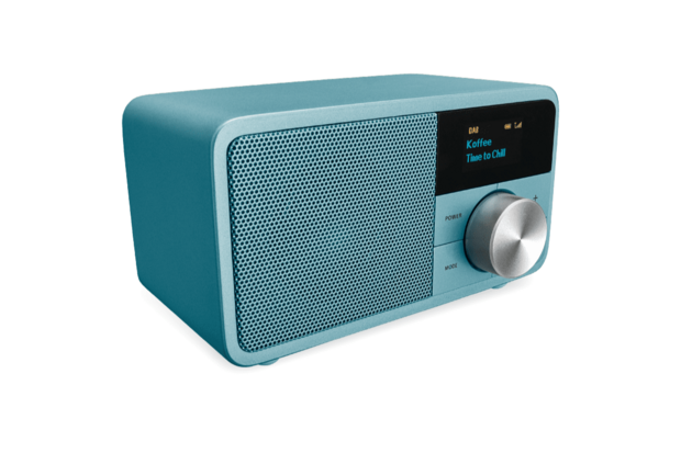 Sangean DDR-7 Norse Blue mini DAB+/FM radio met bluetooth en aux lichtblauw voorzijde links