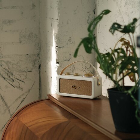 Sangean RA-101 Ivory Gold draagbare FM radio met bluetooth en aux speaker oplaadbaar ivoor goud