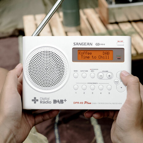 Sangean DPR-69+ White DAB+/FM-RDS draagbare en oplaadbare radio wit