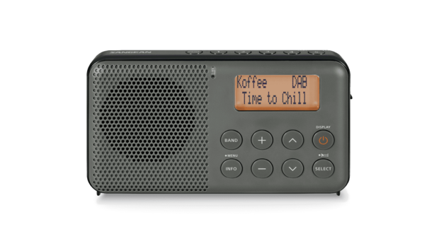 Sangean DPR-64 Grey-Black DAB+/FM-RDS digitale oplaadbare zakradio grijs zwart voorzijde