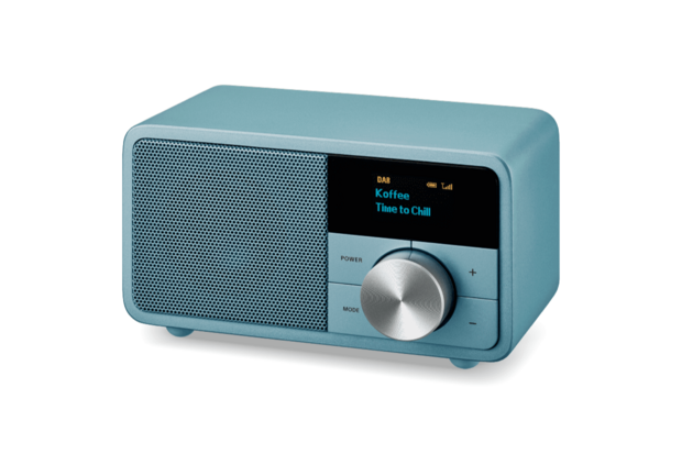 Sangean DDR-7 Norse Blue mini DAB+/FM radio met bluetooth en aux lichtblauw voorzijde rechts