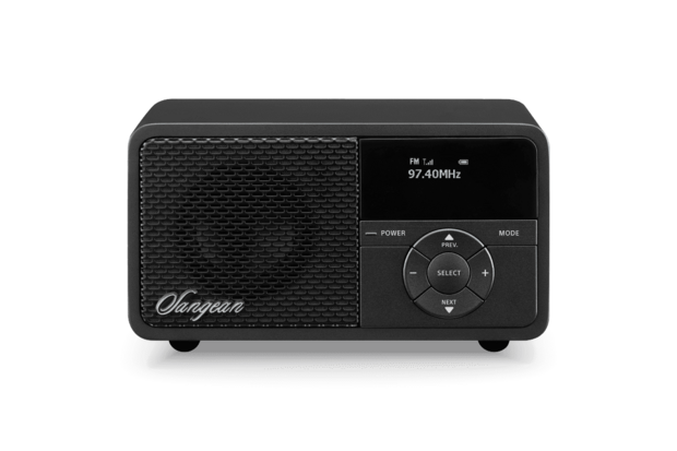 Sangean DDR-7X Black DAB+/FM-RDS oplaadbare mini radio zwart met bluetooth en aux voorzijde