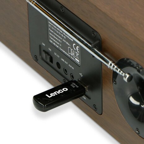 Lenco DIR-170WA internet/DAB+/FM smart radio walnoot zilver achterzijde