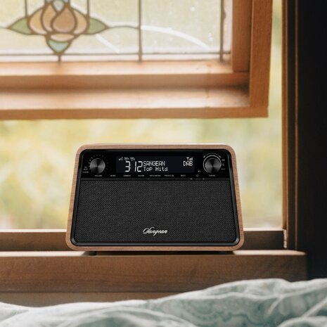 Sangean WR-201D DAB+/FM vintage walnoot houten kast premium radio